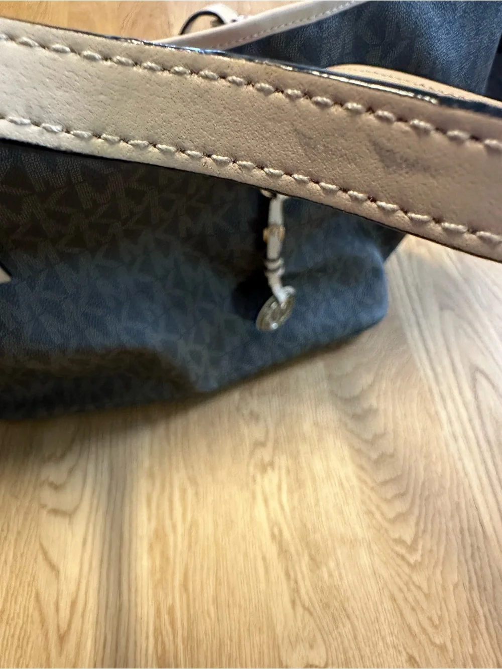 Michael Kors Brown Large Monogram Tote with Tan Trim